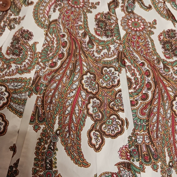 CAbi Paisley 100% Cotton Skirt Ladies 2 Large Button Down Accents - Picture 4 of 6